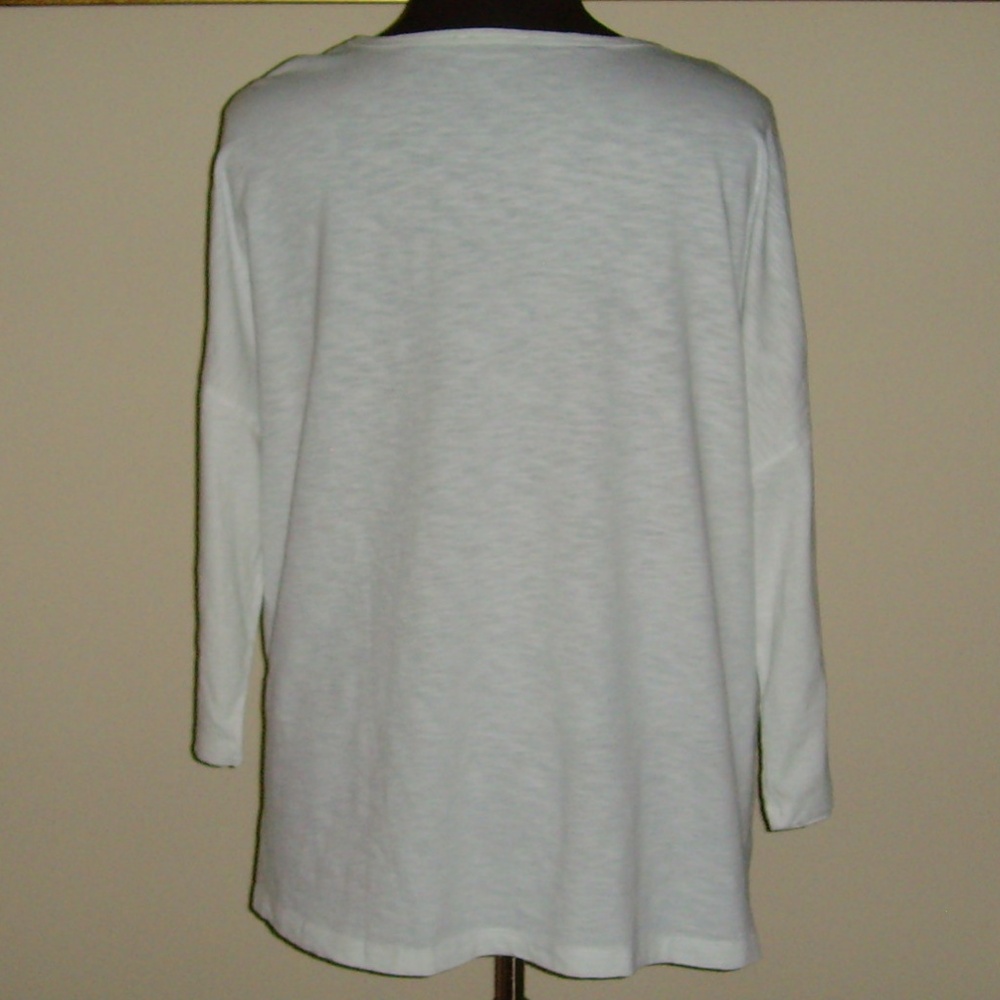 Lord & Taylor Woman 100% Cotton Long Sleeve Tee 2X - White - Picture 10 of 14